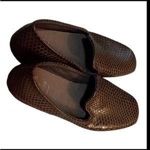 Vintage Brown Woman Snakeskin Pattern Loafers Size 42 European